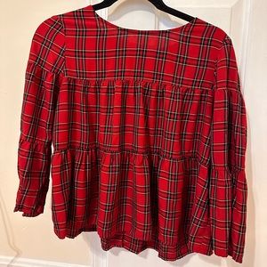 Madewell Tartan Holiday Blouse